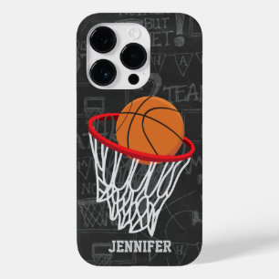 Personalized Chalkboard Basketball and Hoop Case-Mate iPhone 14 Pro Case