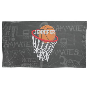 Personalized Chalkboard Basketball and Hoop Pillowcase