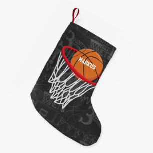 Personalized Chalkboard Basketball and Hoop Small Christmas Stocking