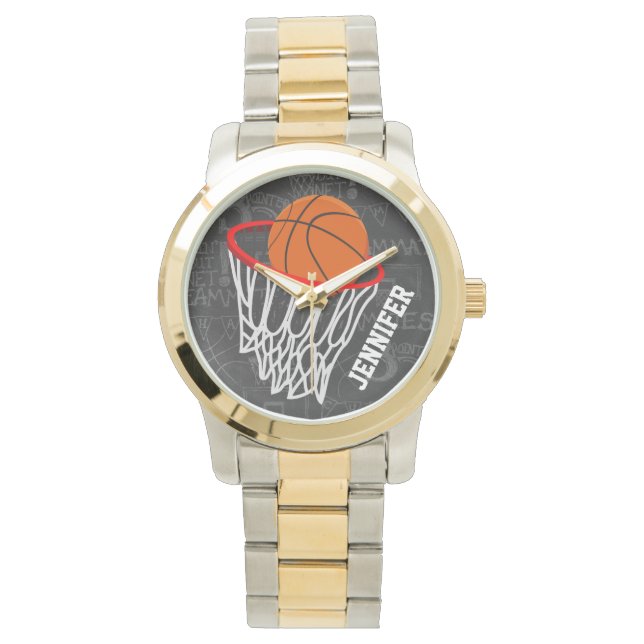 Personalized Chalkboard Basketball and Hoop Watch (Front)