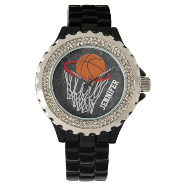 Personalized Chalkboard Basketball and Hoop Watch (Front)