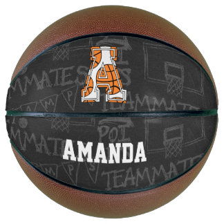 Personalized Chalkboard Basketball Letter A