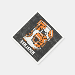Personalized Chalkboard Basketball Letter B Napkin