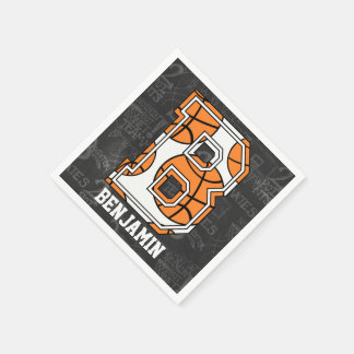 Personalized Chalkboard Basketball Letter B Napkin