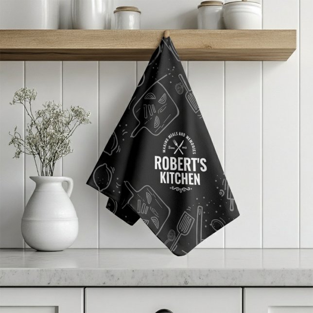 Personalized Chalkboard Doodle Kitchen Towel | Cus (Creator Uploaded)