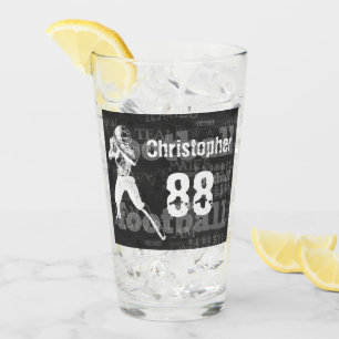 Personalized chalkboard effect football player glass
