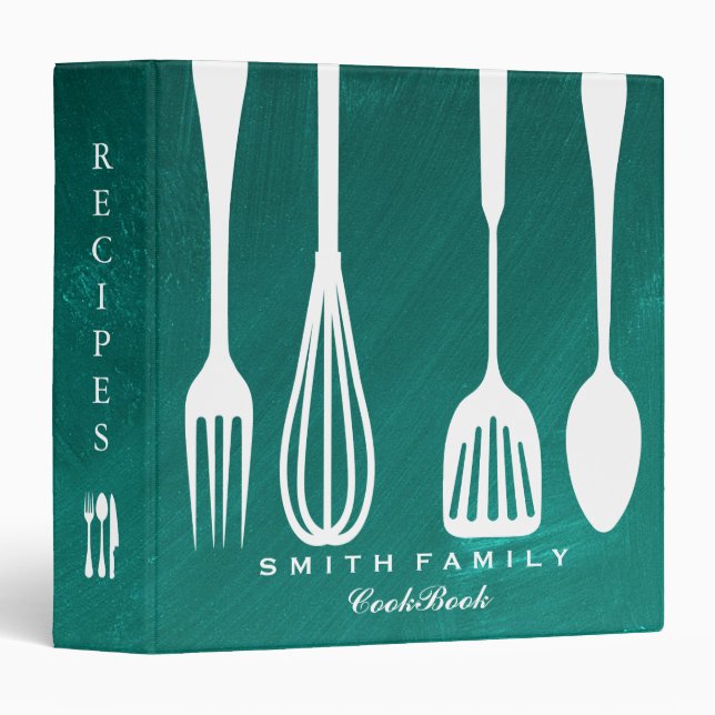 Personalized Chalkboard Family Recipe Cookbook 3 R Binder (Front/Spine)