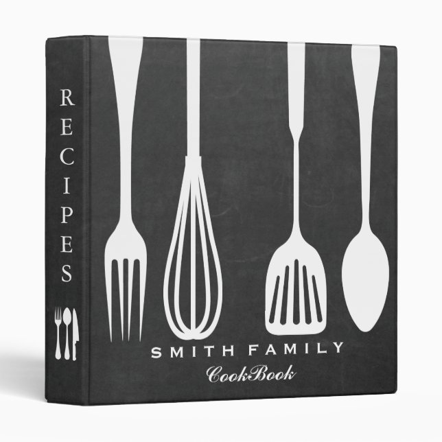 Personalized Chalkboard Family Recipe Cookbook Bin Binder (Front/Spine)