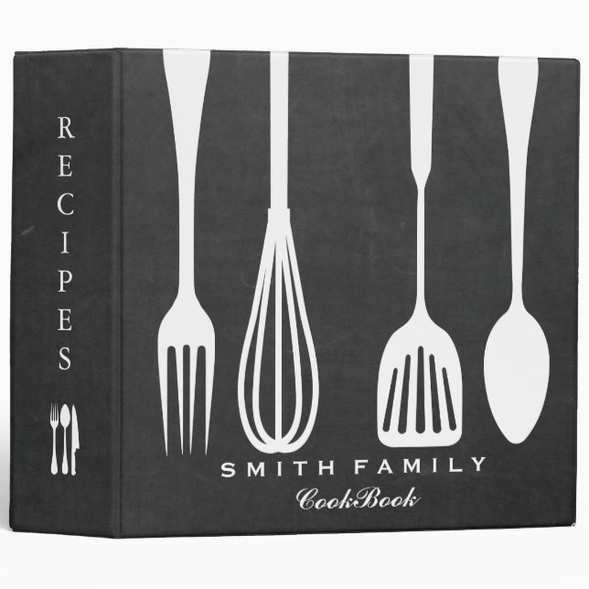 Personalized Chalkboard Family Recipe Cookbook Bin Binder (Front/Spine)