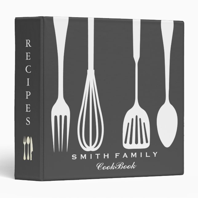 Personalized Chalkboard Family Recipe Cookbook Binder (Front/Spine)