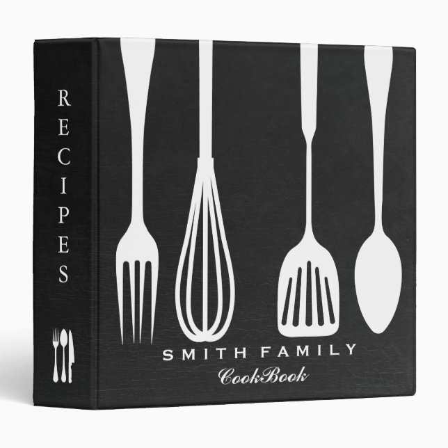 Personalized Chalkboard Family Recipe Cookbook Binder (Front/Spine)
