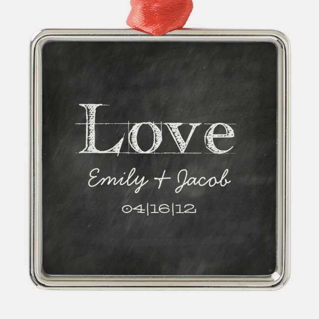 Personalized Chalkboard Love Wedding Ornament (Front)