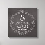 Personalized Chalkboard Monogram Wedding Date Canvas Print<br><div class="desc">Celebrate the wedding day or anniversary of your favourite bride and groom with this customizable keepsake! An elegant white scroll chalk border on a black chalkboard background surrounds a monogram, couple's names and wedding date. “until forever” is written in script below the wedding date. Makes a beautiful, modern, personalized gift....</div>