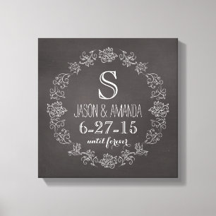 Personalized Chalkboard Monogram Wedding Date Canvas Print