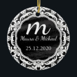 Personalized Chalkboard Monogram Wedding Date Ceramic Ornament<br><div class="desc">You can add your favourite photo. This is perfect gift idea. Makes a beautiful,  modern,  personalized gift. Personalize with your name and other text.</div>