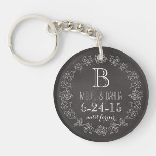 Personalized Chalkboard Monogram Wedding Date Keychain