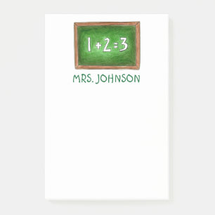 Personalized Chalkboard Slate Math School Teacher Post-it Notes