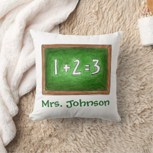 Personalized Chalkboard Slate Math Teacher Class Throw Pillow
