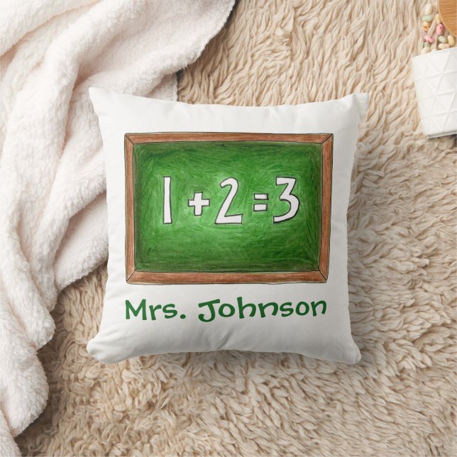 Personalized Chalkboard Slate Math Teacher Class Throw Pillow (Blanket)