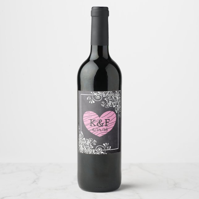 Personalized Chalkboard Wine Bottle Lables Wine Label (Front)