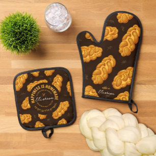 Personalized Challah Baker Oven Mitt & Pot Holders Holder Set