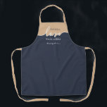 Personalized Challah is Love Made Edible Apron<br><div class="desc">Challah is Love Made Edible. NAVY & TAN. Clean Modern Script design. Her Homemade Challah is a frame-worthy work of art. Sign her masterpiece with a flourish with this understated classy ALL-OVER PRINT APRON. Coordinates with our matching Challah Dough Cover which you can find here: https://www.zazzle.com/collections/coordinated_apron_sets-119984004460509285 ABOUT OUR CHALLAH DOUGH...</div>