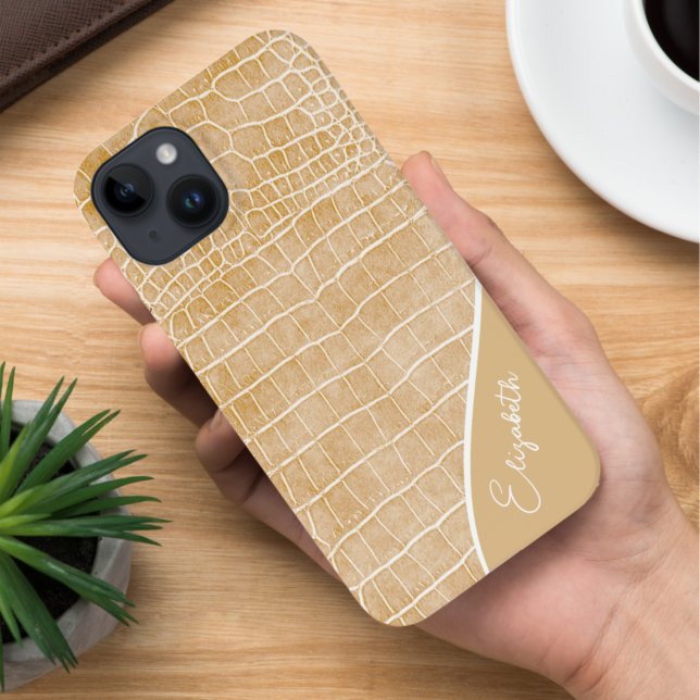 Personalized Champagne Beige Crocodile Case-Mate iPhone Case (Creator Uploaded)