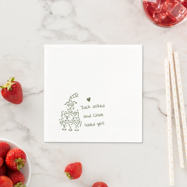 Personalized Champagne Glass Tower Wedding Napkins (Insitu)
