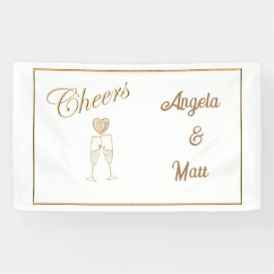 Personalized Champagne Glasses and Hearts Banner