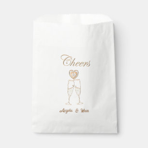 Personalized Champagne Glasses and Hearts Favour Bag