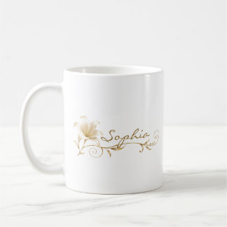Personalized Champagne Gold Lily Name Mug