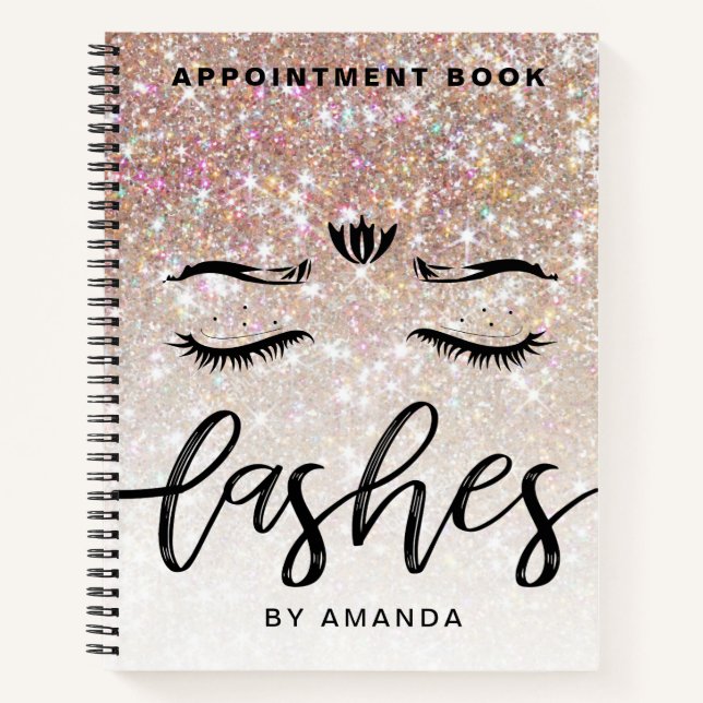 Personalized Champagne Lashes Appointment Book (Front)