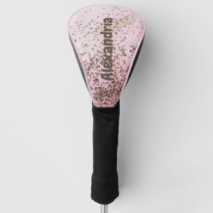 Personalized Champagne Pink Confetti Golf Head Cover