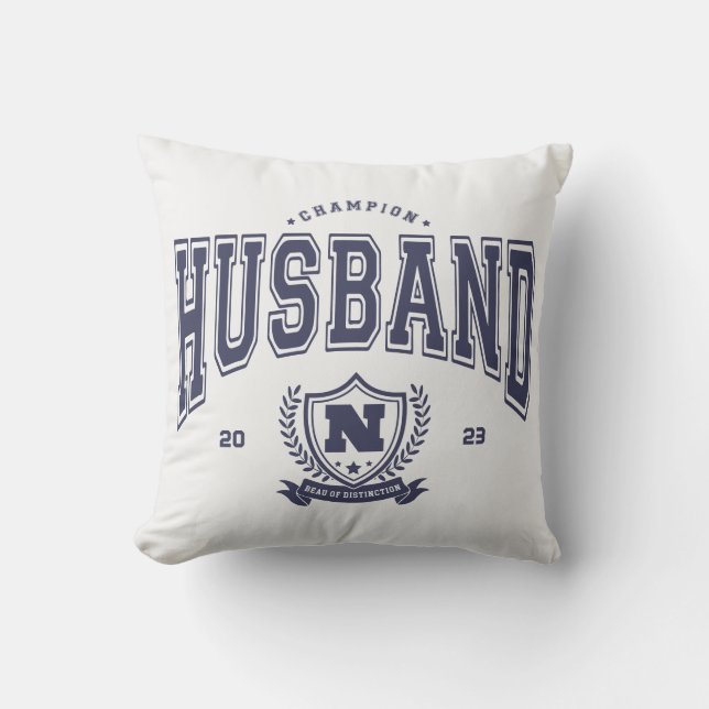 Personalized Champion Husband Funny Men's Gift Throw Pillow (Front)