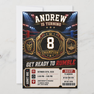 Personalized Championship Wrestling Birthday Invitation