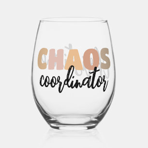 Personalized Chaos Coordinator Boss Manager Admin Stemless Wine Glass