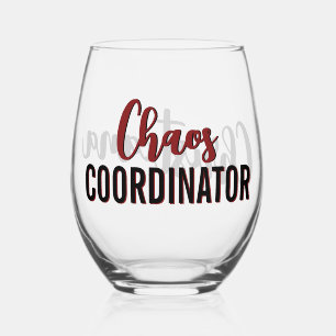 Personalized Chaos Coordinator Boss Manager Admin Stemless Wine Glass