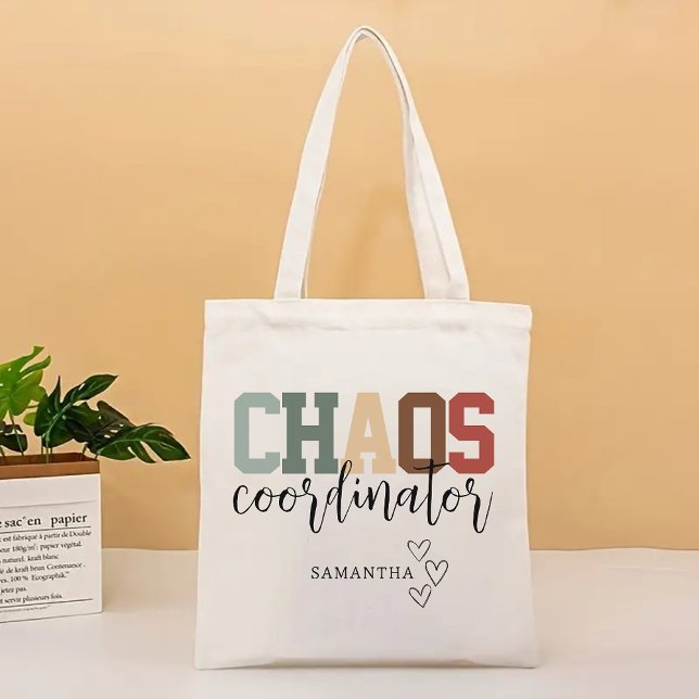 Personalized Chaos Coordinator Tote Bag, Mom Gift Bag (Gift for teacher, teacher birthday gift, tote bag for teacher, mom gift, chaos coordinator gift)