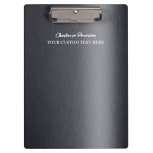 Personalized Charcoal Black Metal   Clipboard
