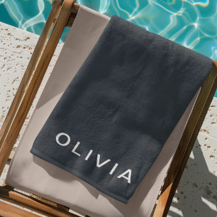 Personalized Charcoal Blue Custom Beach Towel