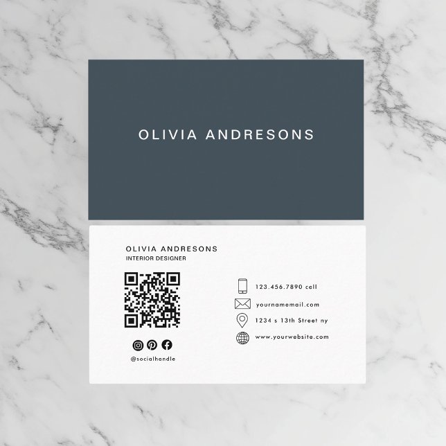 Personalized Charcoal Blue Custom Business Card (Creator Uploaded)