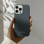 "Personalized Charcoal Blue Custom  iPhone 16 Pro Case<br><div class="desc">Add a touch of elegance to your daily essentials with this personalized Charcoal Blue iPhone case. Featuring a soft, stylish Charcoal Blue background and your custom name in a chic font, this phone case is perfect for showcasing your unique style. Designed for both beauty and durability, it offers excellent protection...</div>