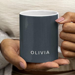 Personalized Charcoal Blue Custom Mug   Elegant