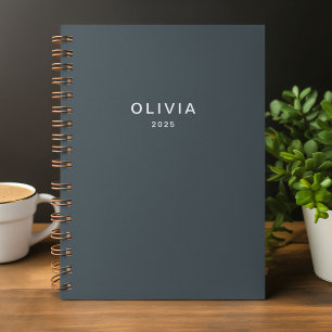 Personalized Charcoal Blue Custom  Notebook