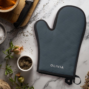 Personalized Charcoal Blue Custom Oven Mitt & Pot Holder Set