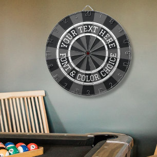 Personalized Charcoal Grey or Custom Colour Text Dartboard