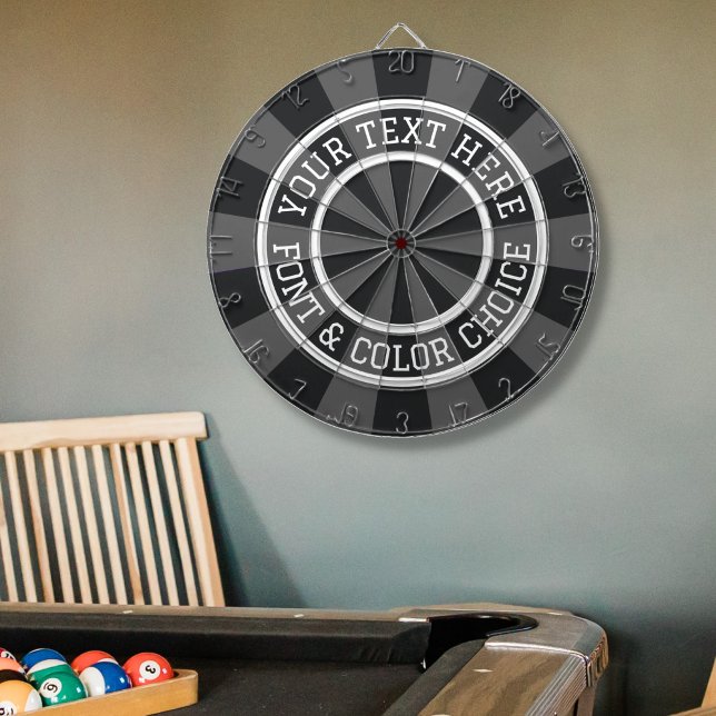 Personalized Charcoal Grey or Custom Colour Text Dartboard (Creator Uploaded)