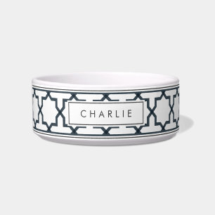 Personalized Charcoal Grey & White Star Pattern Bowl