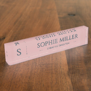 Personalized Charcoal Name Dusty Rose Gift Nameplate