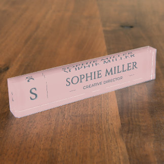 Personalized Charcoal Name Dusty Rose Gift Nameplate